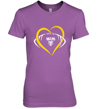 Load image into Gallery viewer, Valparaiso Crusaders Large Heart  Football Women's Premium T-Shirt

