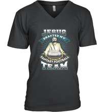 Load image into Gallery viewer, Jesus Drafted My Fantasy Football Men's V-Neck
