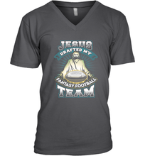 Load image into Gallery viewer, Jesus Drafted My Fantasy Football Men's V-Neck
