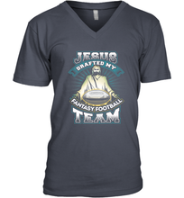 Load image into Gallery viewer, Jesus Drafted My Fantasy Football Men's V-Neck
