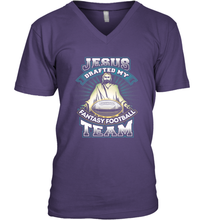 Load image into Gallery viewer, Jesus Drafted My Fantasy Football Men's V-Neck
