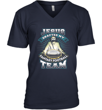 Load image into Gallery viewer, Jesus Drafted My Fantasy Football Men's V-Neck
