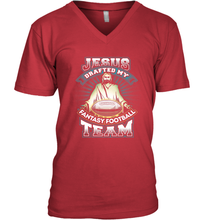 Load image into Gallery viewer, Jesus Drafted My Fantasy Football Men's V-Neck
