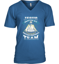 Load image into Gallery viewer, Jesus Drafted My Fantasy Football Men's V-Neck
